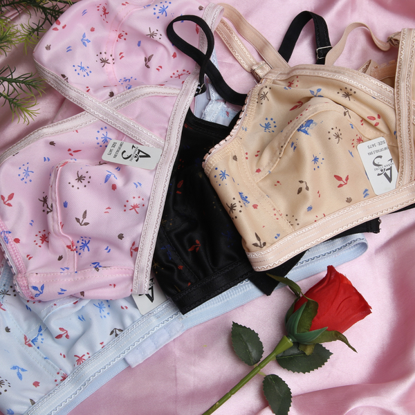 Pack of 4 Printed Jersey Bra – Soft Breathable Fabric (Size 32–42)